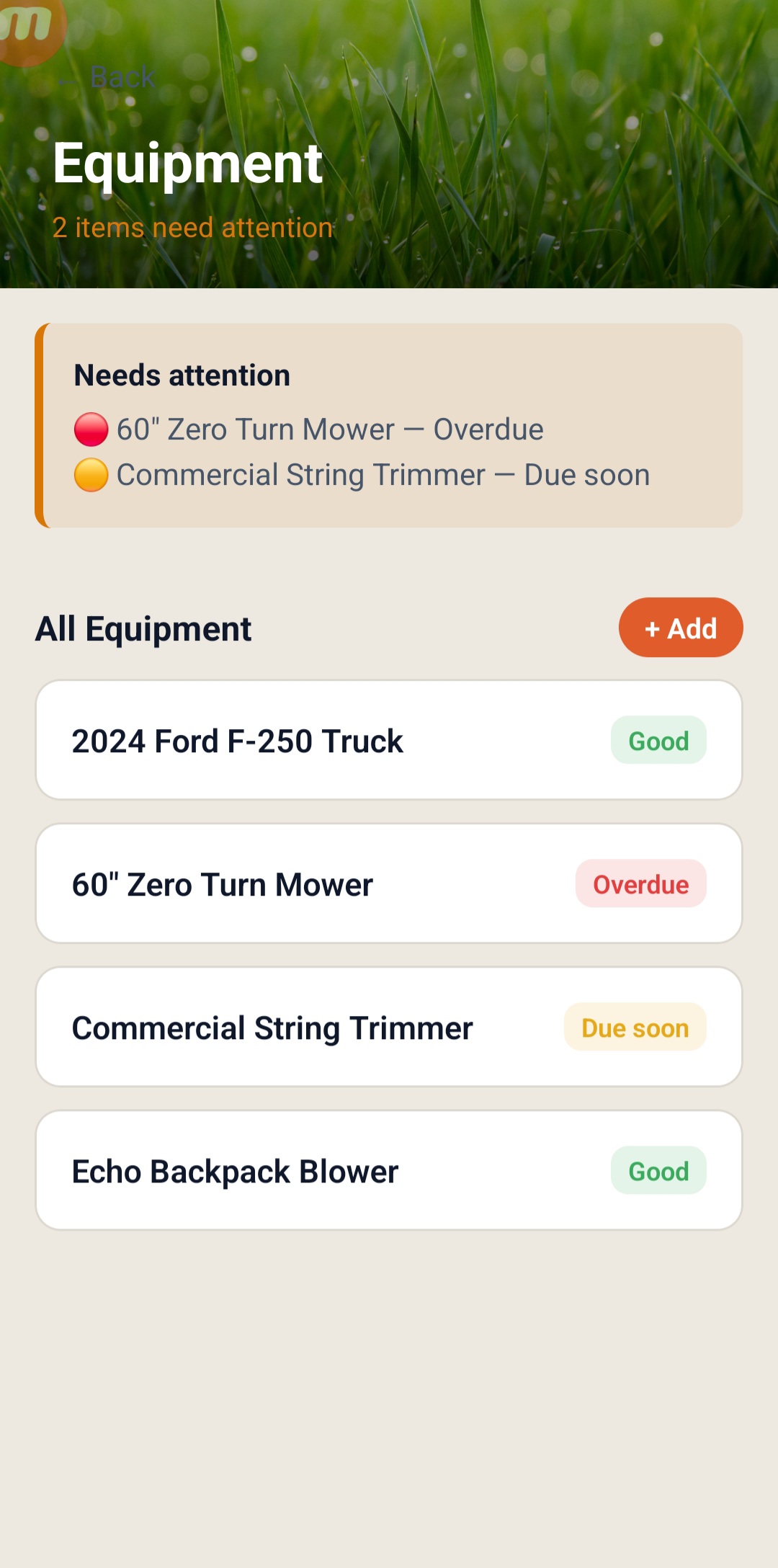 YardBoss equipment tracker